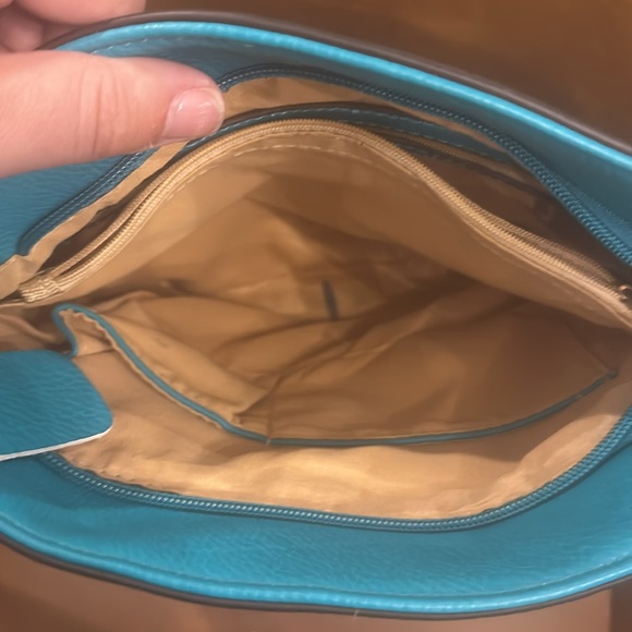 COPY - Michael Kors Blue Crossbody Bag with Gold Accents - Picture 3 of 4